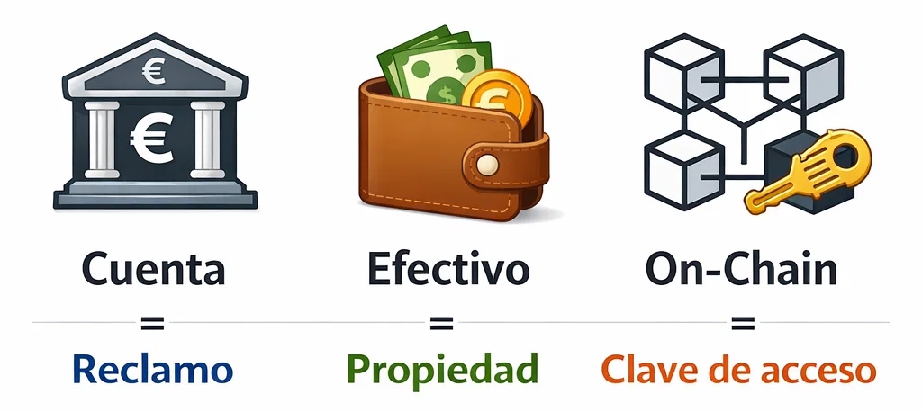 Diferencia entre el saldo de la cuenta como crédito y el efectivo como propiedad en el sistema bancario