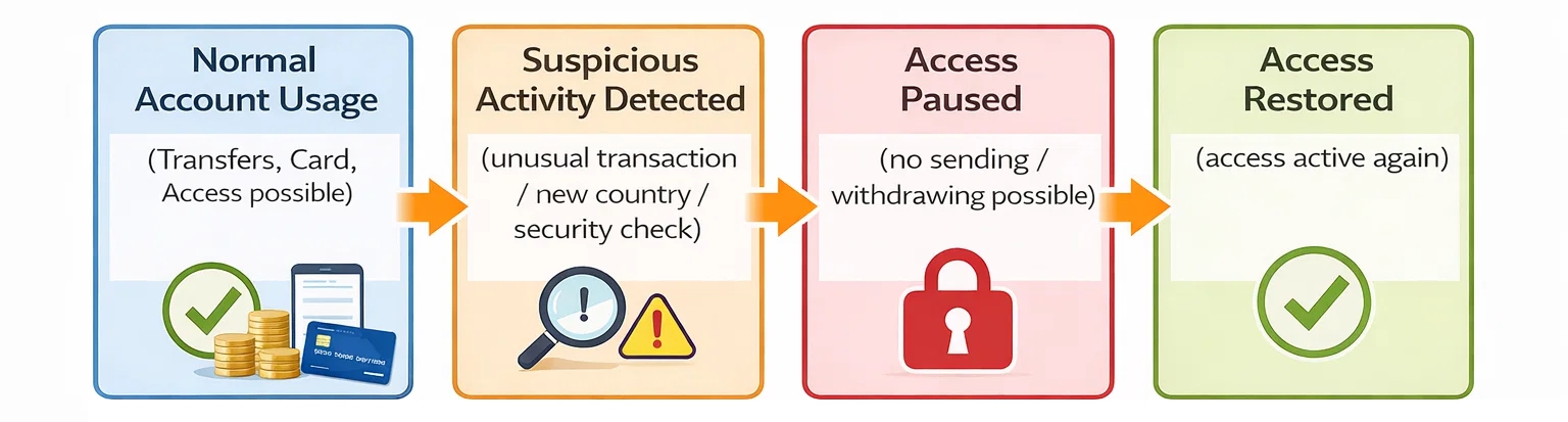 Account suspension process: Rewiew - Access paused - Release