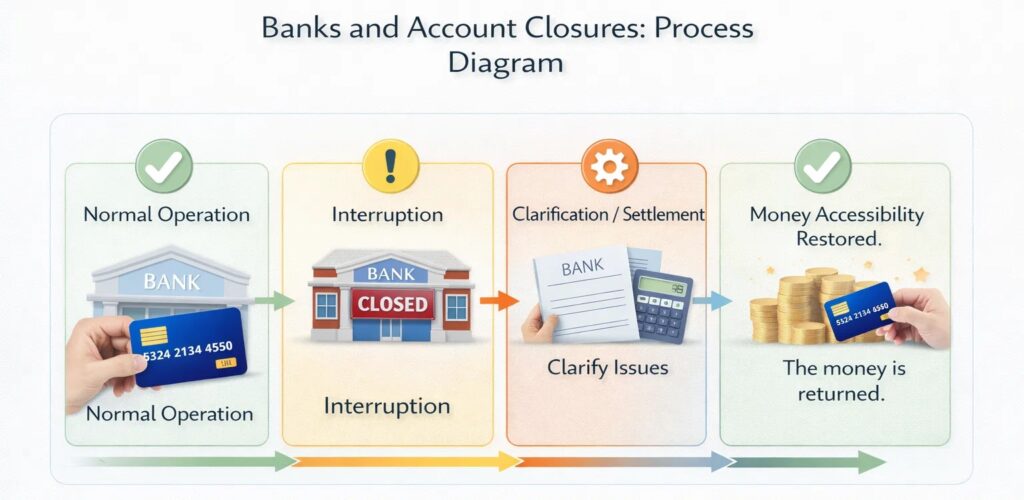 When a bank closes, access to your money is suspended while the allocation is being organized.