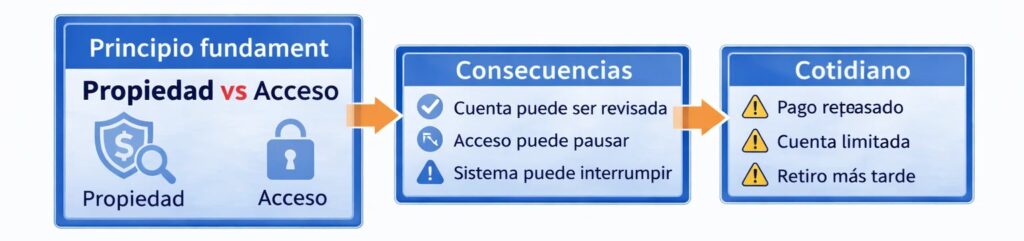 La diferencia entre propiedad y acceso determina cómo se puede utilizar el dinero en el sistema de pagos.